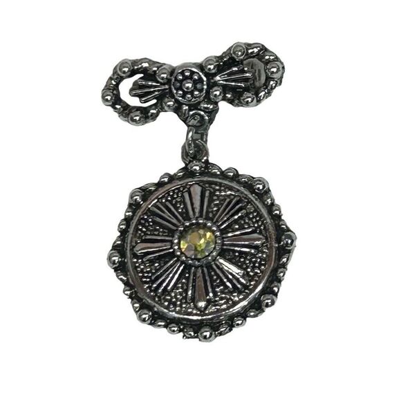 Vintage Dangle Brooch Pin Women's OS Silver-Tone Aurora Borealis Rhinestone Bow - Picture 4 of 8